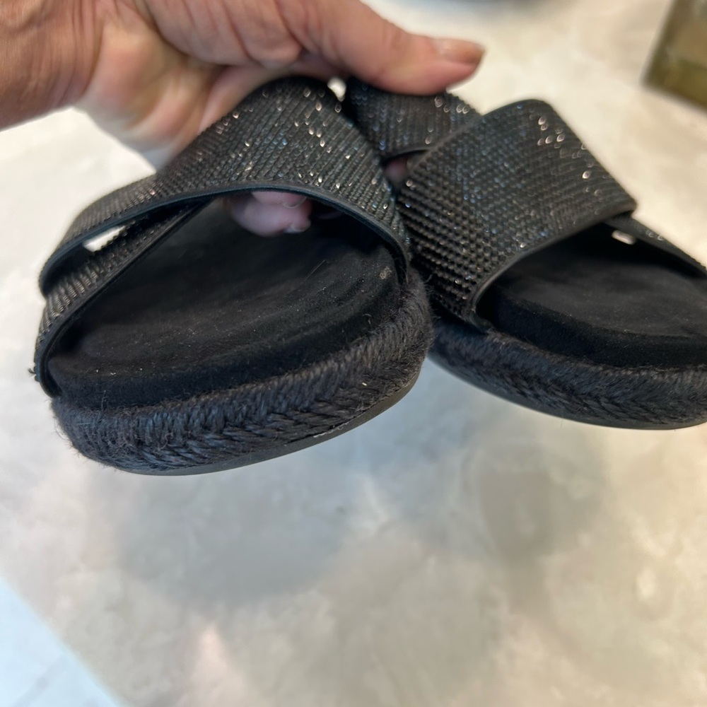Carvela Comfort Black Beaded Diamanté Slip On Sandals/Slides Size 38/US 7.5 - Picture 4 of 13